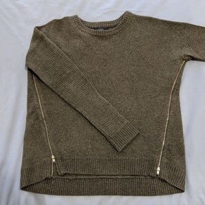 olive green side zipper wool sweater